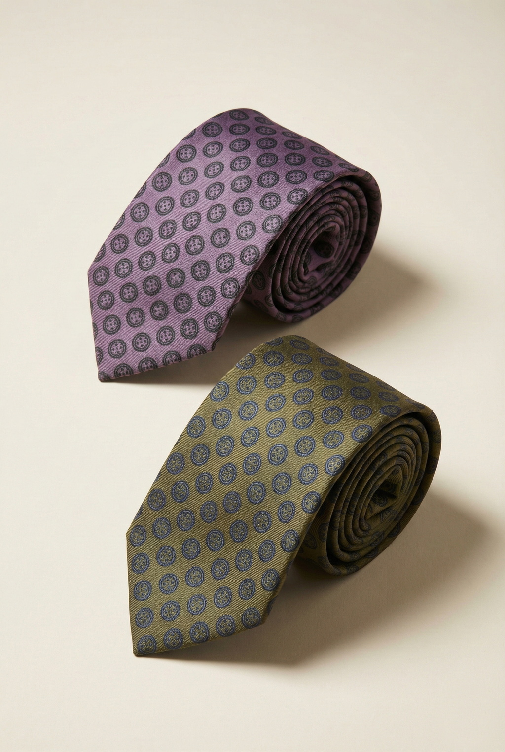 Olive Green Sword & Shield Silk Tie