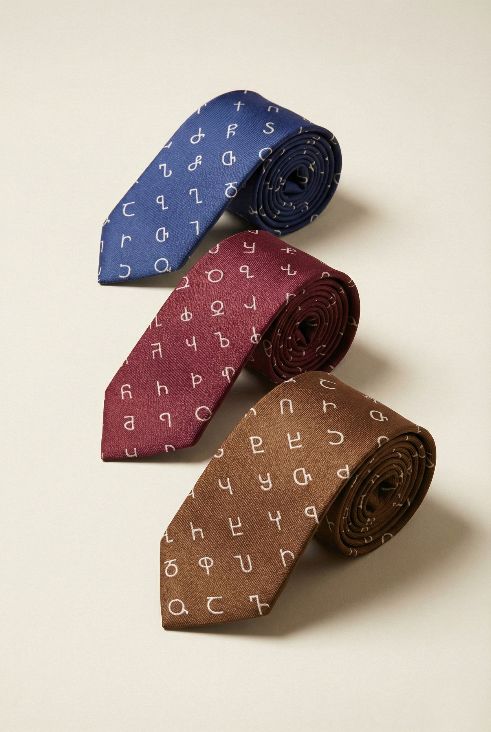 Blue Asomtavruli Alphabet Silk Tie