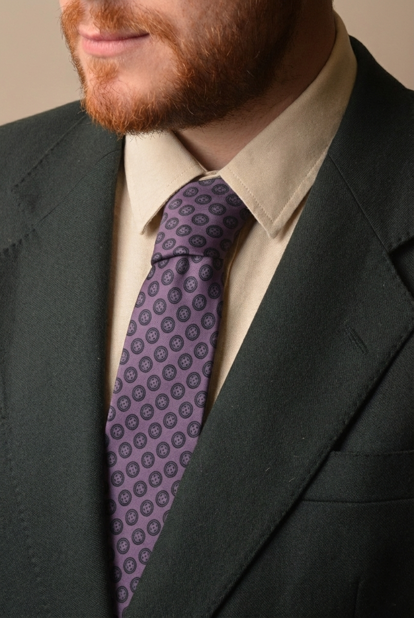 Purple Sword & Shield Silk Tie