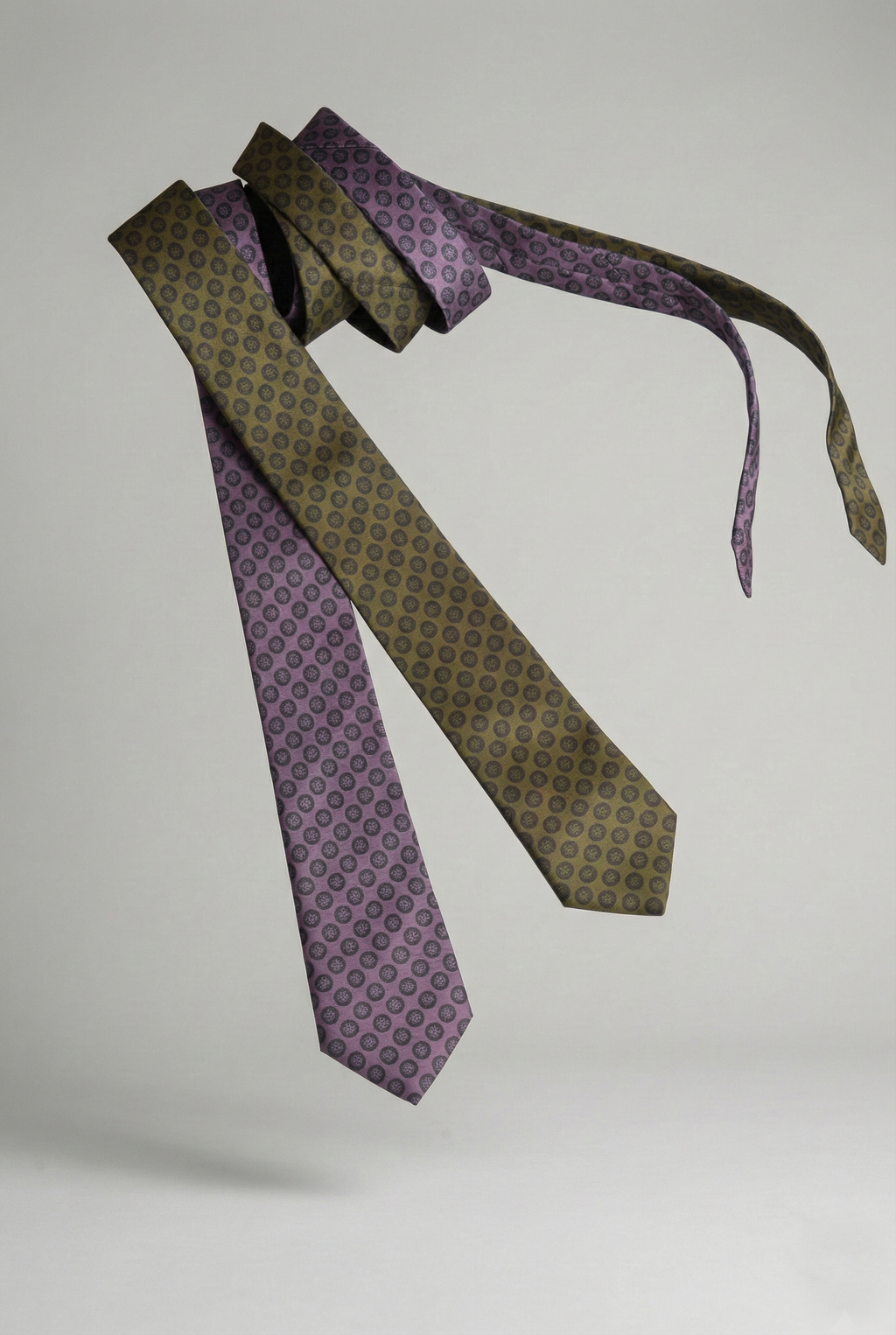 Olive Green Sword & Shield Silk Tie