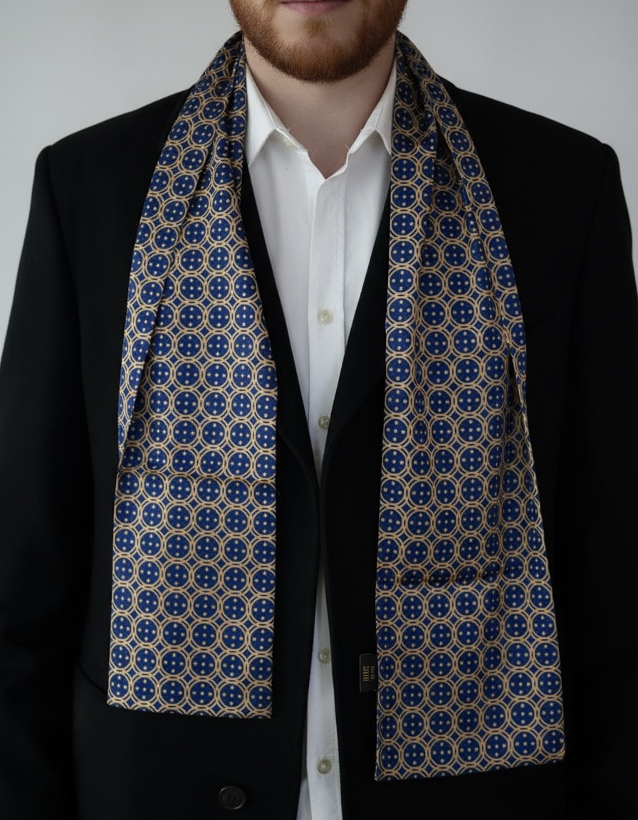 Royal Blue Sword & Shield Silk Scarf