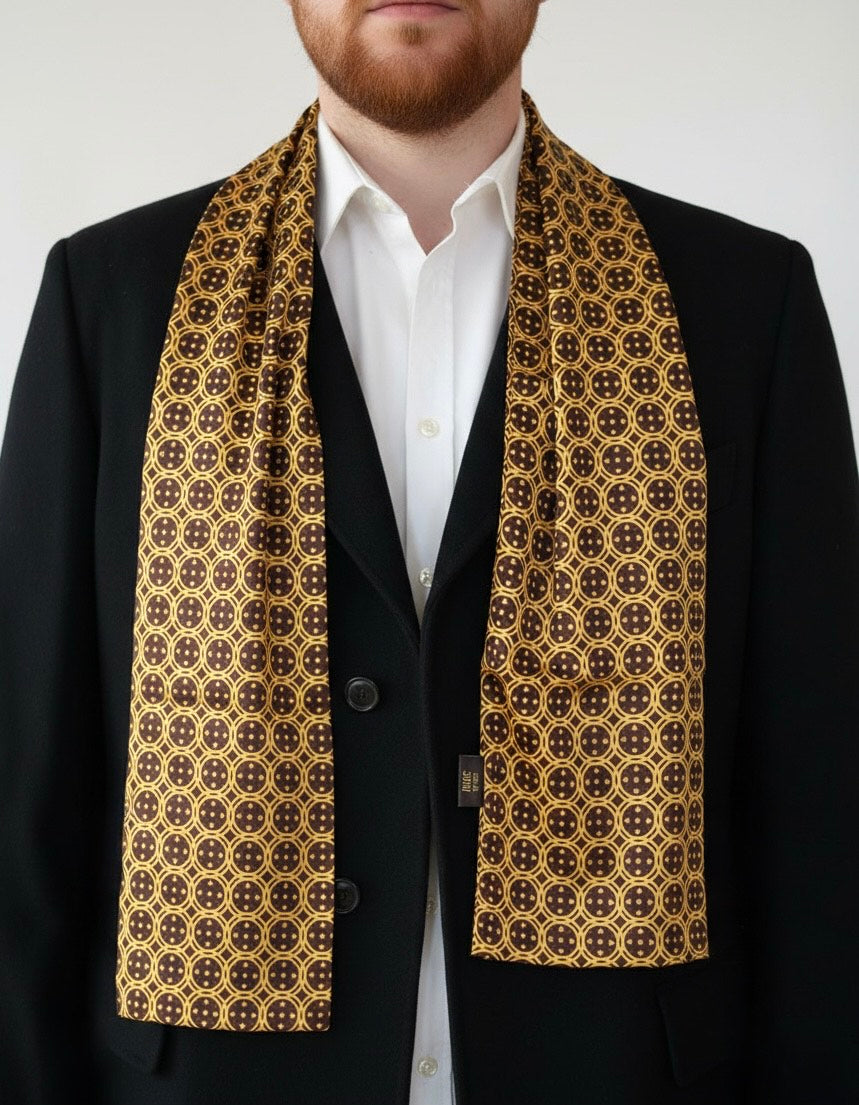 Golden Brown Sword & Shield Silk Scarf