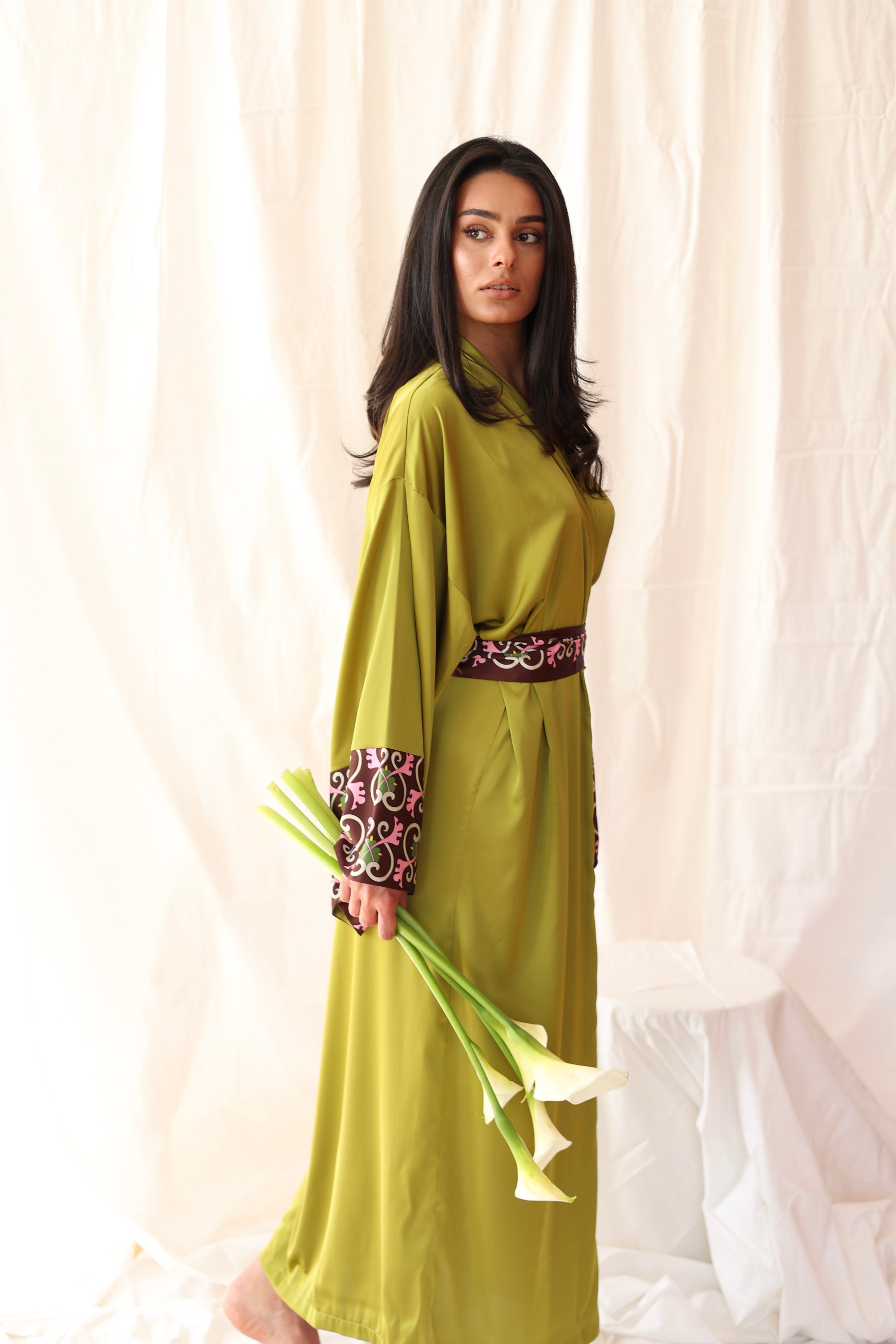Oil Green Silk Robe
