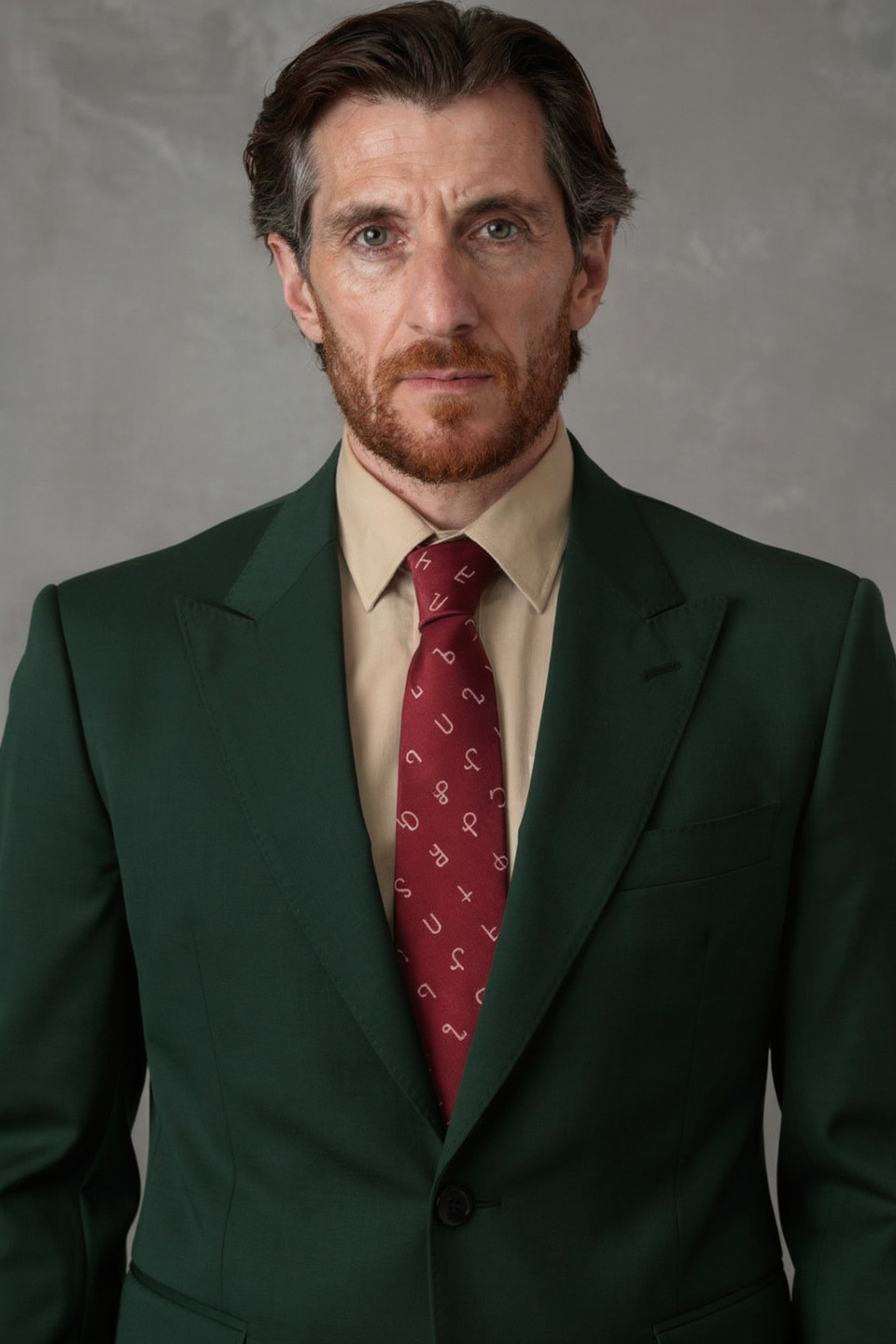 Wine Red Asomtavruli Alphabet Silk Tie