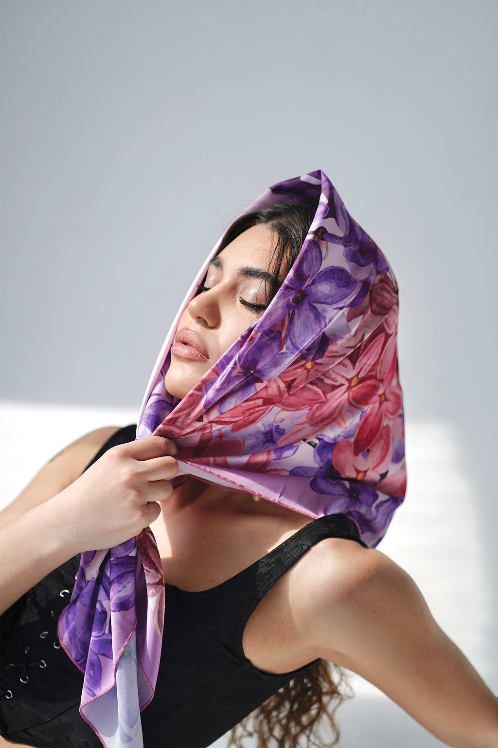 Lilac Bloom Silk Scarf