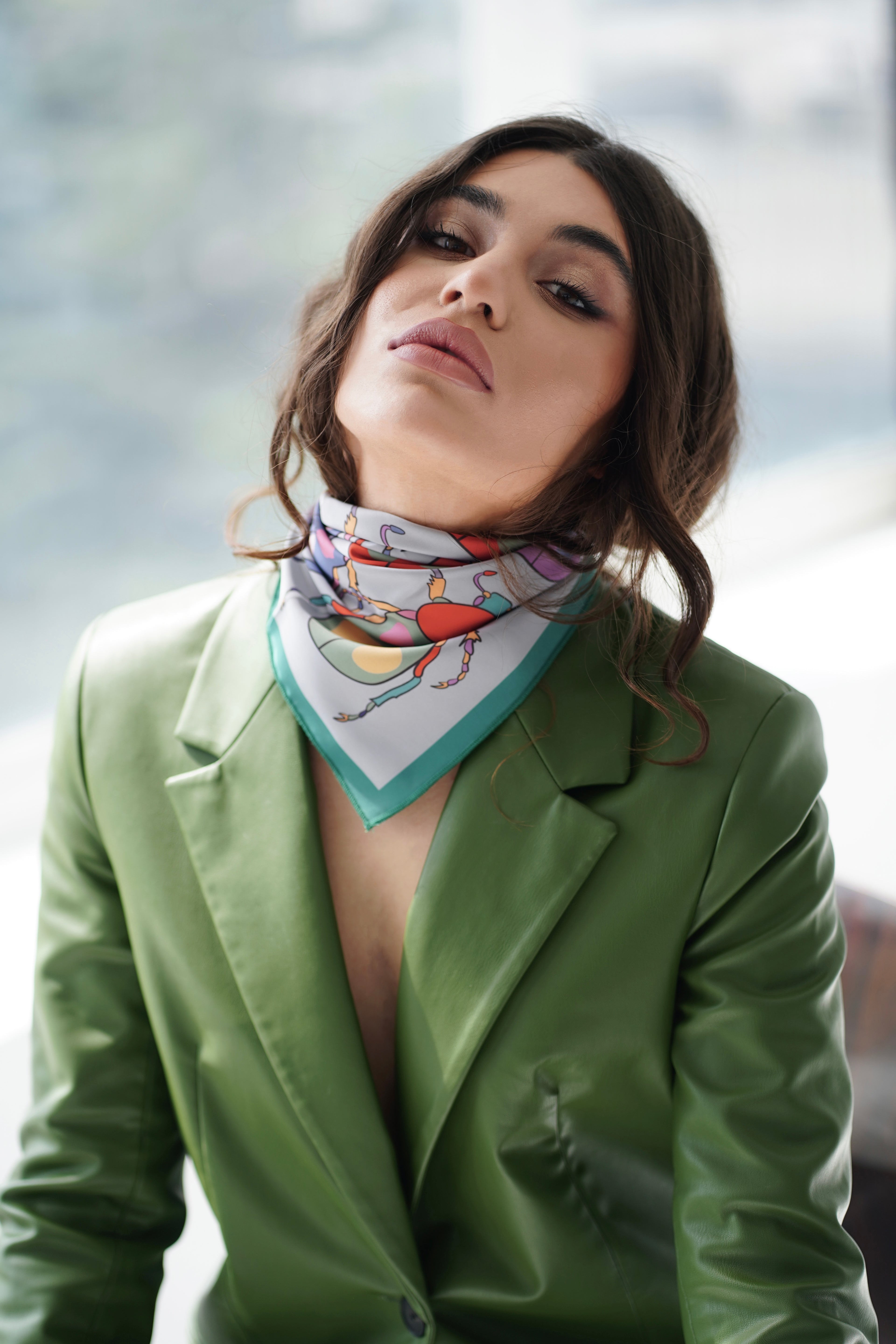 Colorful Beetles Silk Scarf