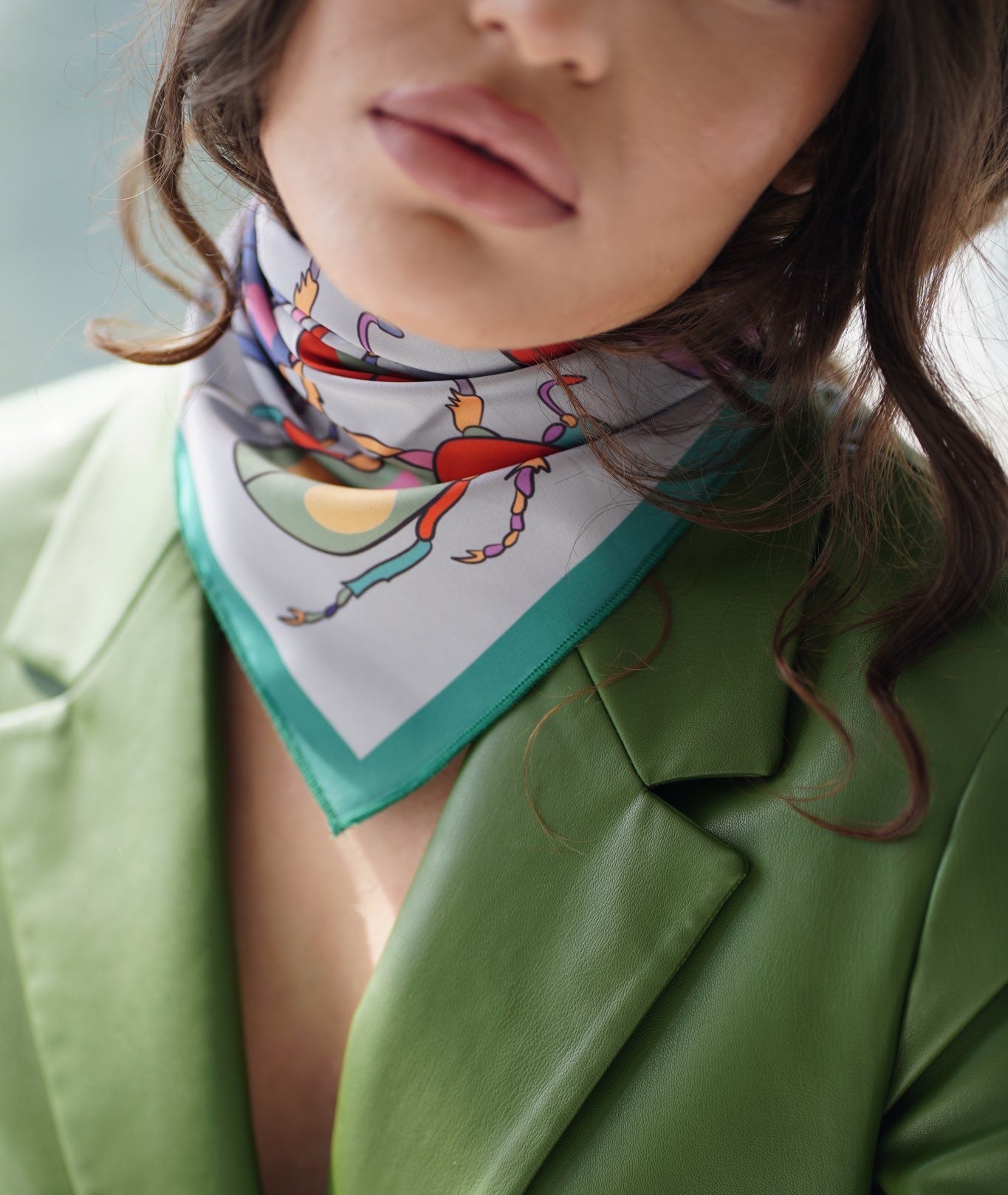 Colorful Beetles Silk Scarf