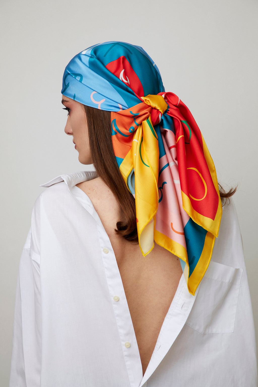 Georgian Alphabet Colorful Silk Scarf