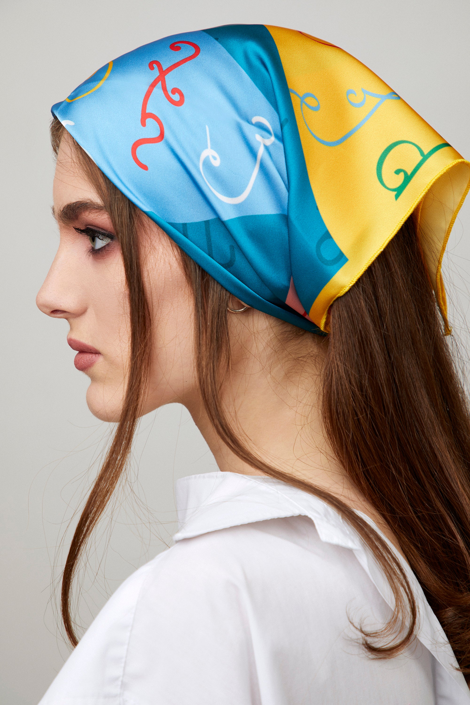 Georgian Alphabet Colorful Silk Scarf