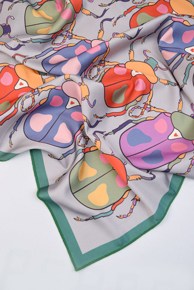 Colorful Beetles Silk Scarf